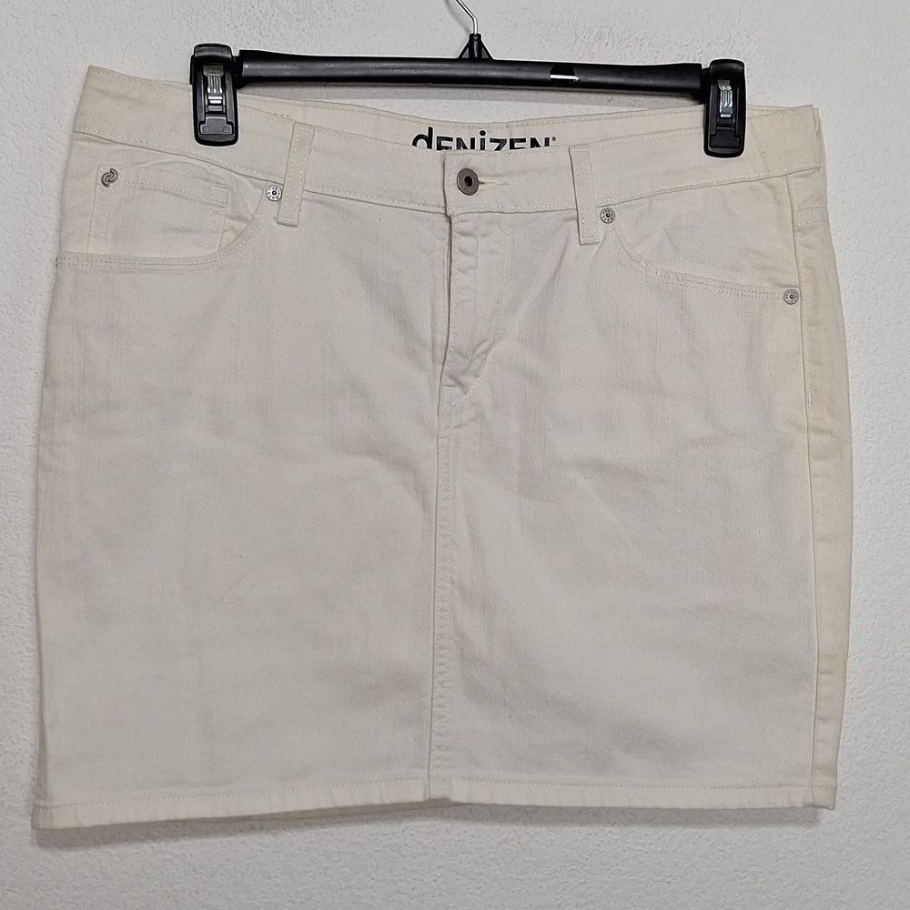 Denizen from Levi's "NEW” Off White Bohemian Coastal Denim Mini Skirt Size 16